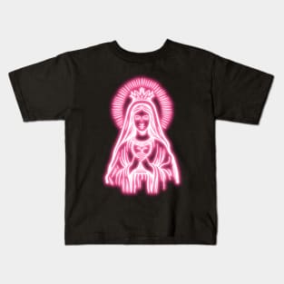 Pink Neon Virgin Mary Kids T-Shirt